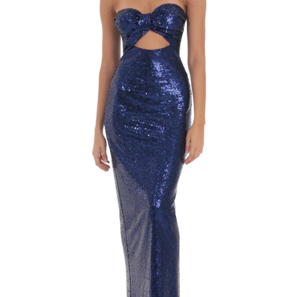 Lucy in the Sky Strapless Midnight Blue Sequins Wedding Gown